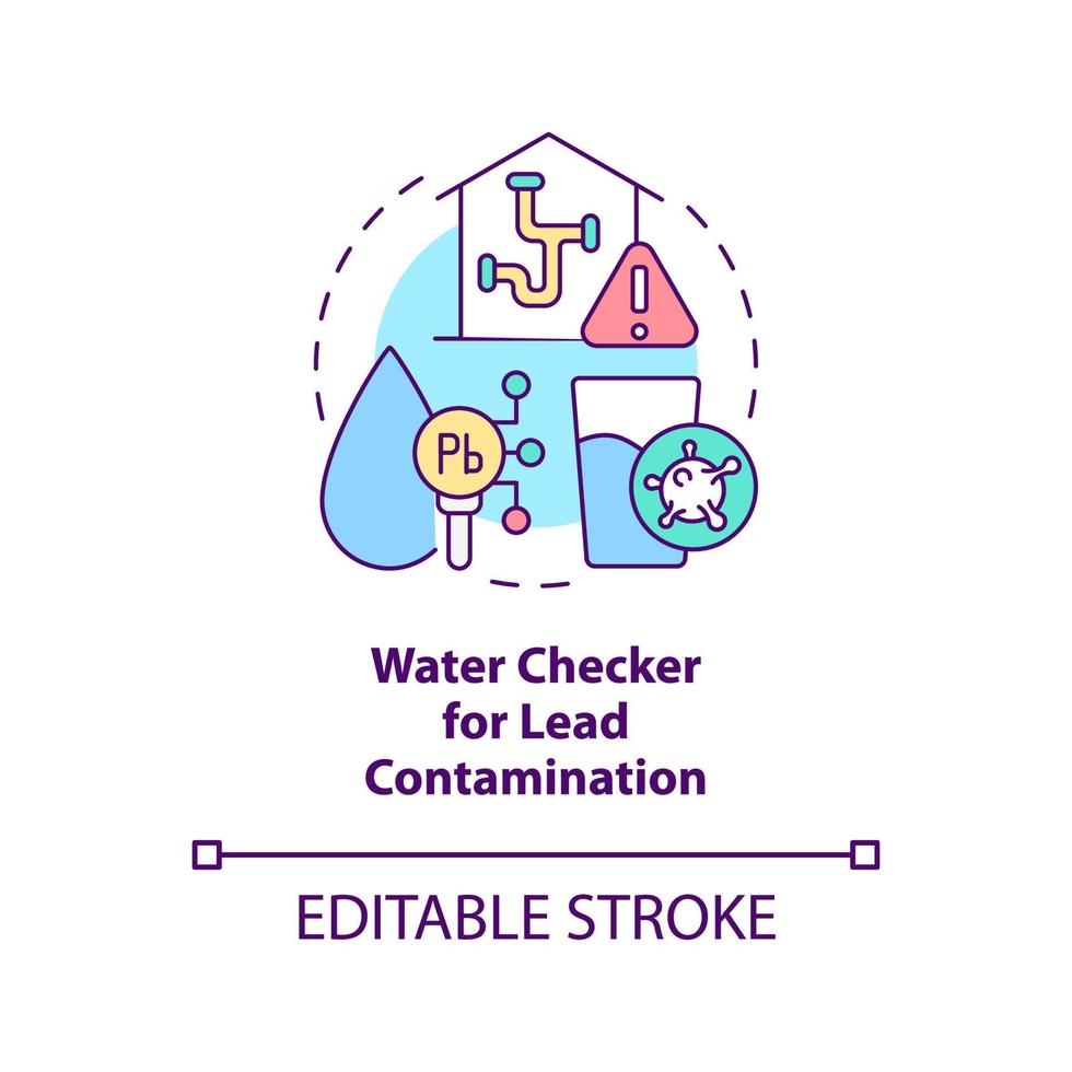 water checker voor loodverontreiniging concept icoon. watervervuiling oplossing abstracte idee dunne lijn illustratie. geïsoleerde overzichtstekening. bewerkbare streek. vector