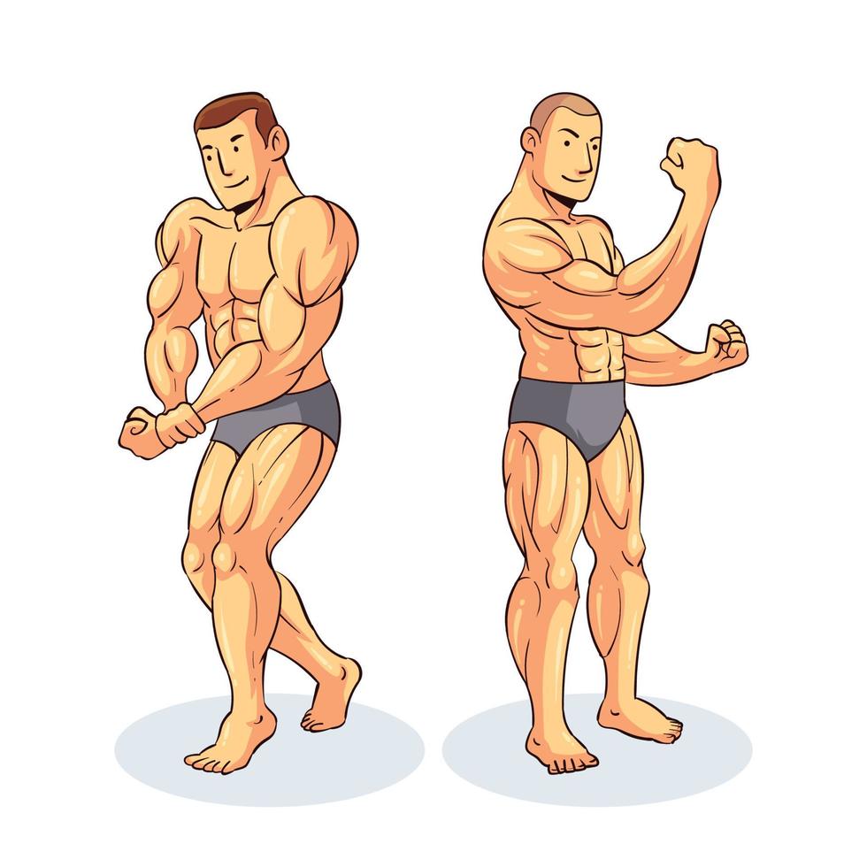 handgetekende bodybuilderillustratie vector