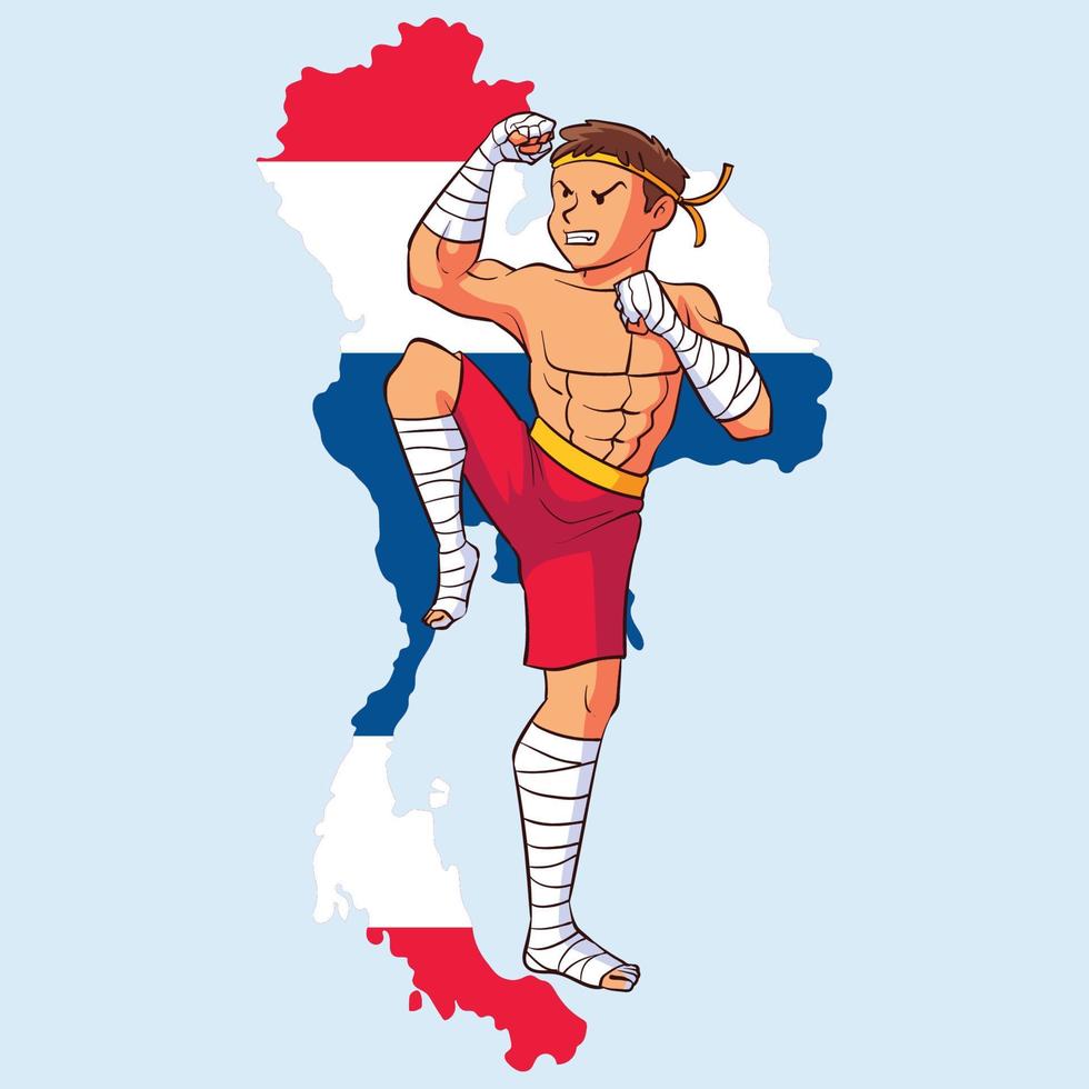 handgetekende muay thai vechter vector