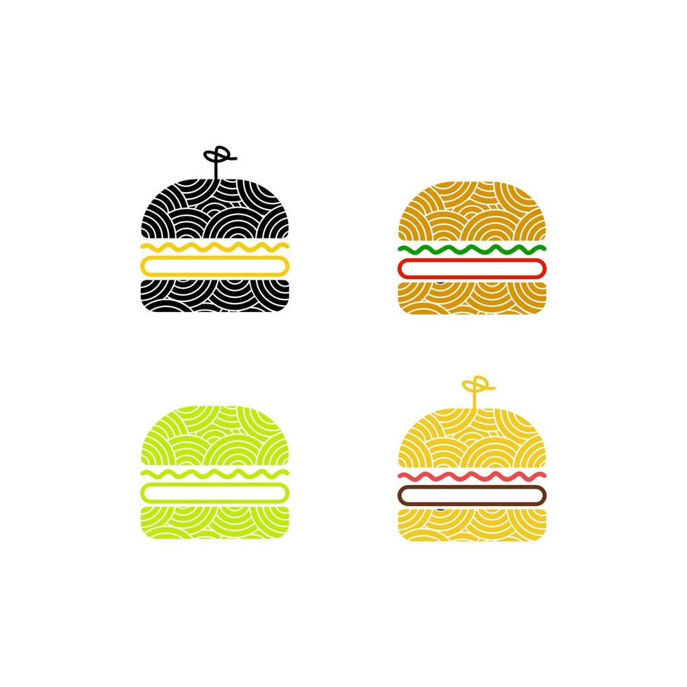 bundel logo icon set ramen burger s vector