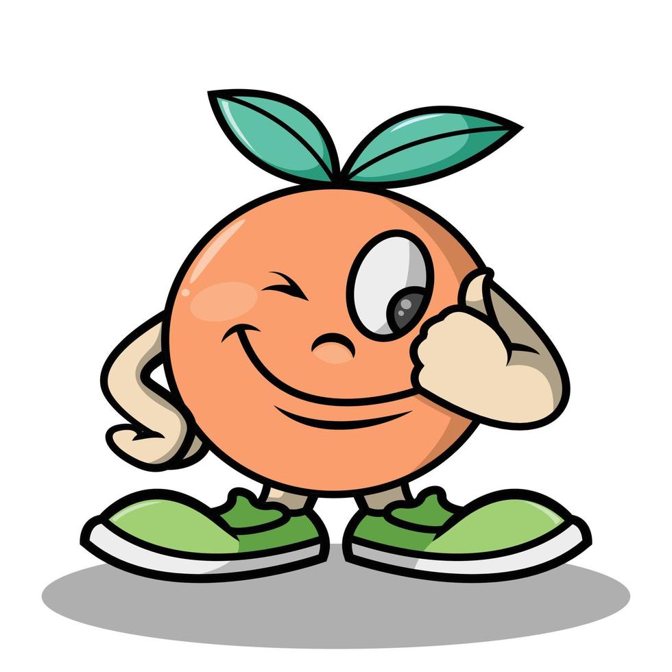 schattige oranje cartoon duimen omhoog vector