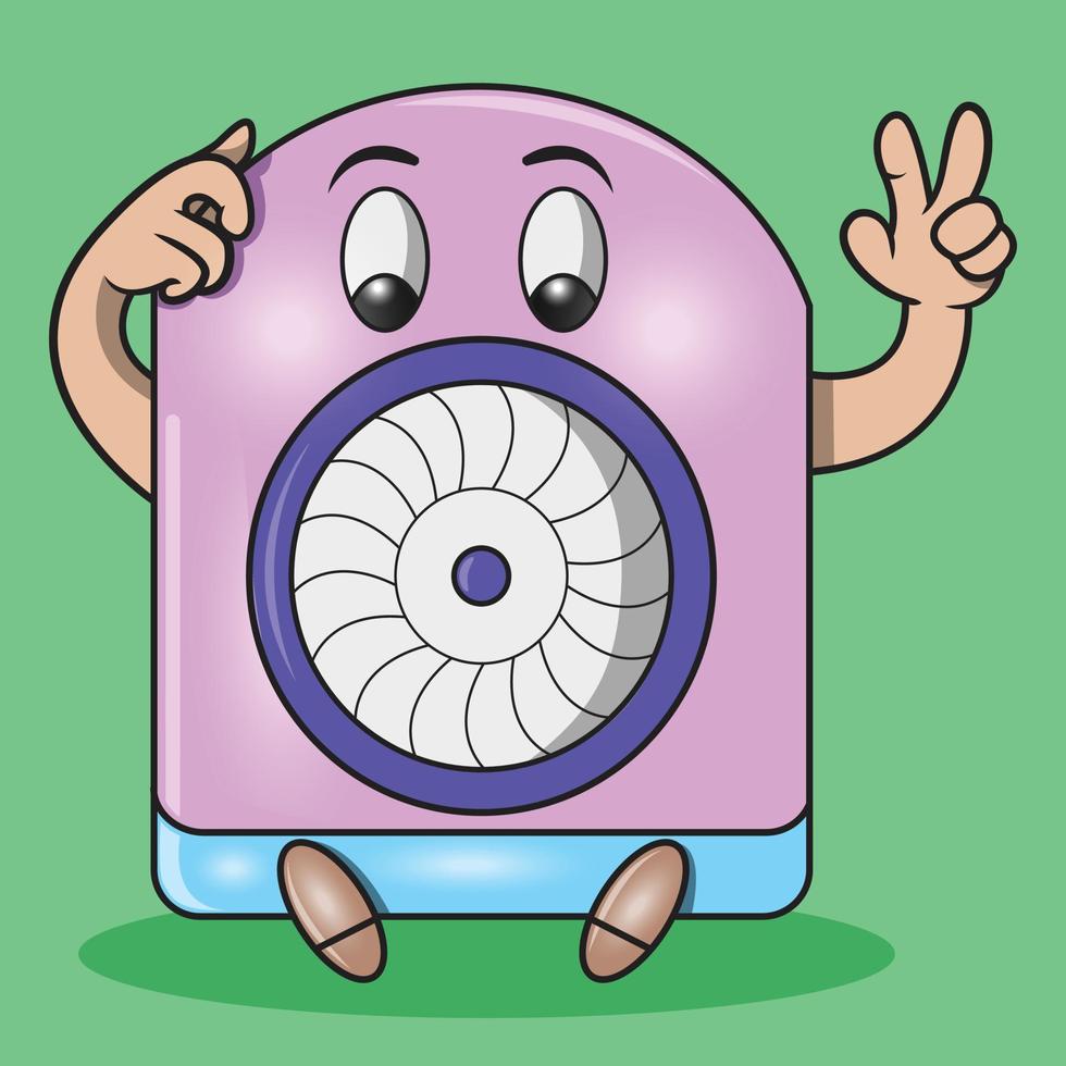 cartoon schattige ventilator met gebaar met twee vingers vector