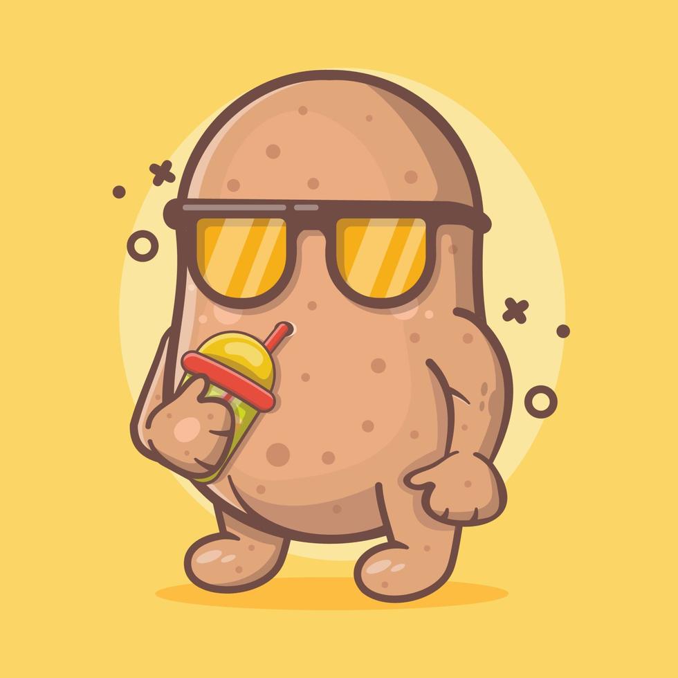 schattig aardappel groente karakter mascotte drinken bubble tea geïsoleerde cartoon in vlakke stijl ontwerp vector