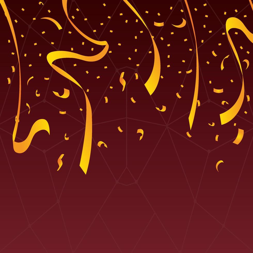 realistische gouden lint confetti gelukkige verjaardag achtergrond vector