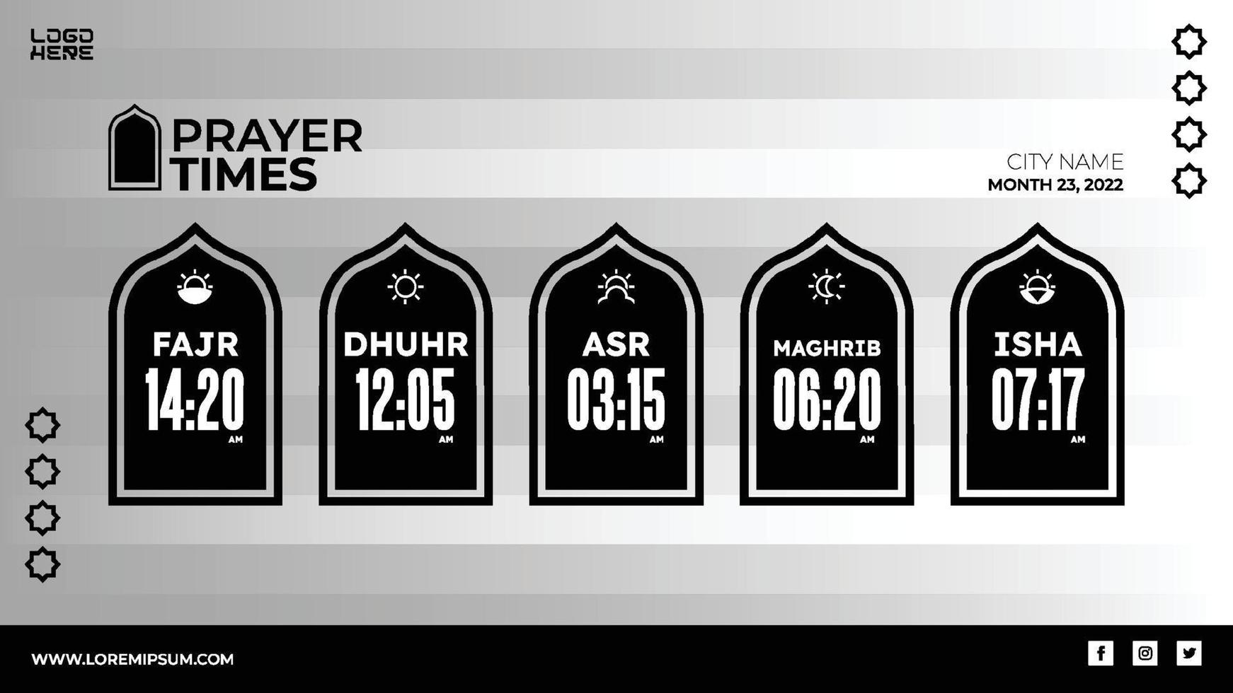 modern islamitisch gebedstijdschema sjabloonontwerp voor website en print vector