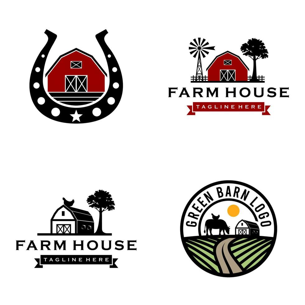 bundel eenvoudig schuur boerderij logo vector