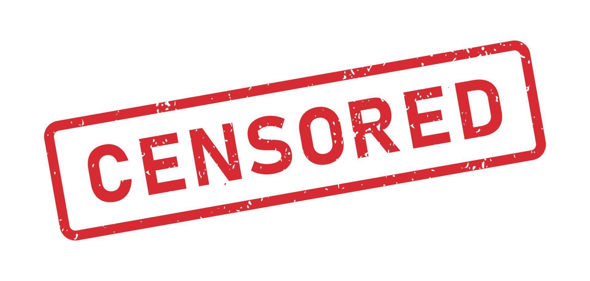 grunge rode gecensureerde woord rubberstempel. censuurcontrole veiligheidsteken sticker. grunge vintage vierkant label. vectorillustratie op witte achtergrond vector