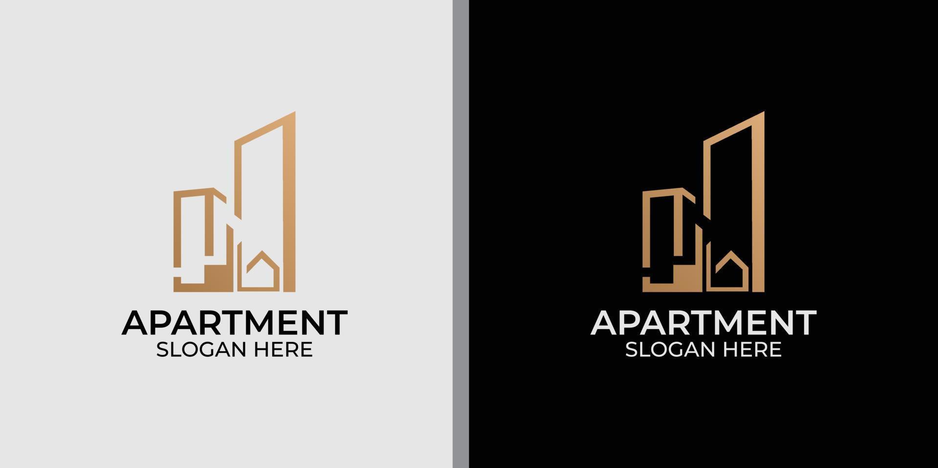 minimalistisch appartementlogo met logo-ontwerp in lijnstijl vector