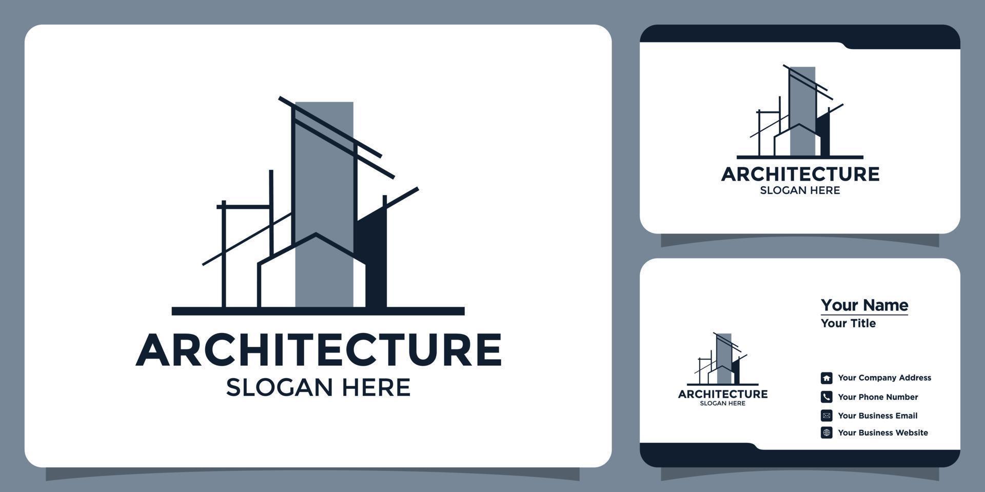 moderne architectuur logo-ontwerp en huisstijlkaartsjabloon vector