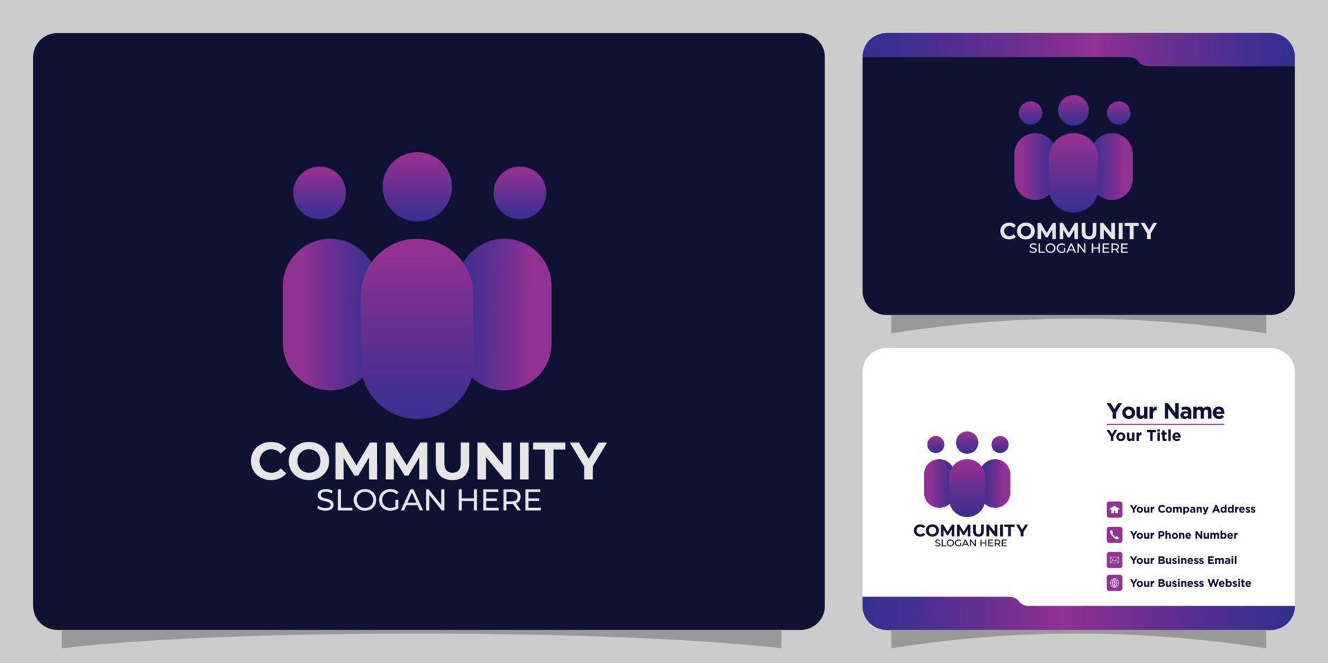 set eenvoudige community-logo's en visitekaartjes vector