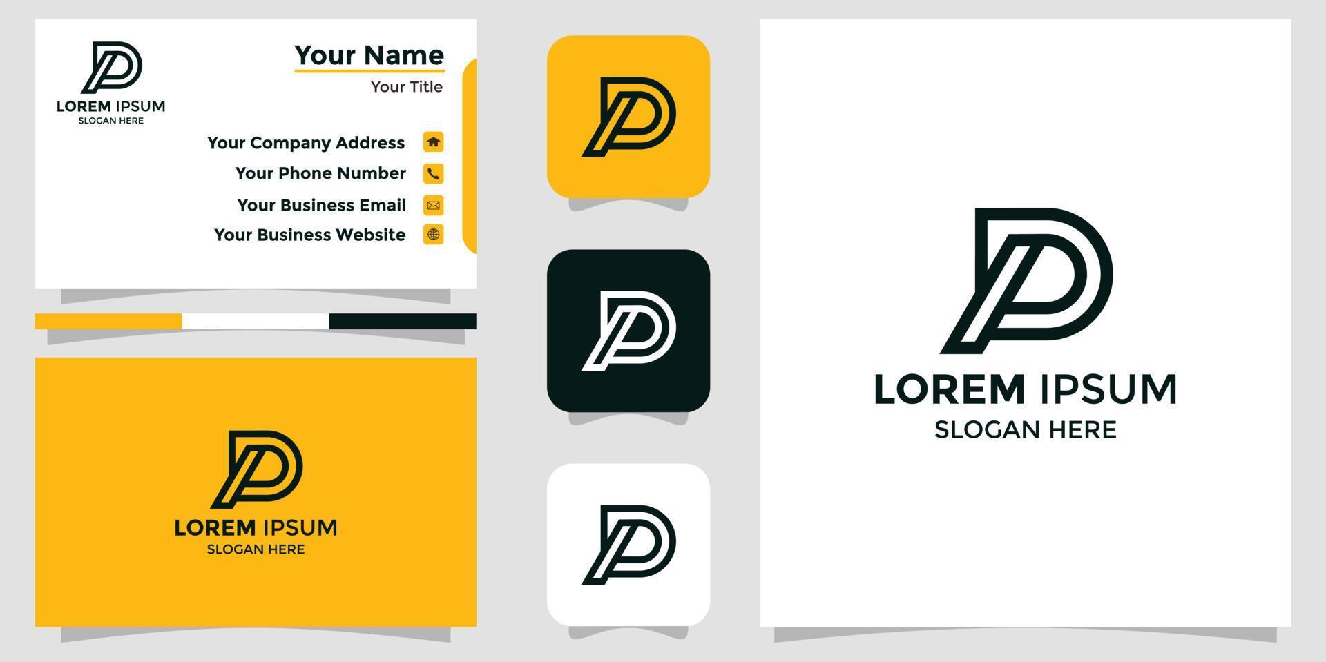 minimalistische logo letter d combinatie van p en branding card vector