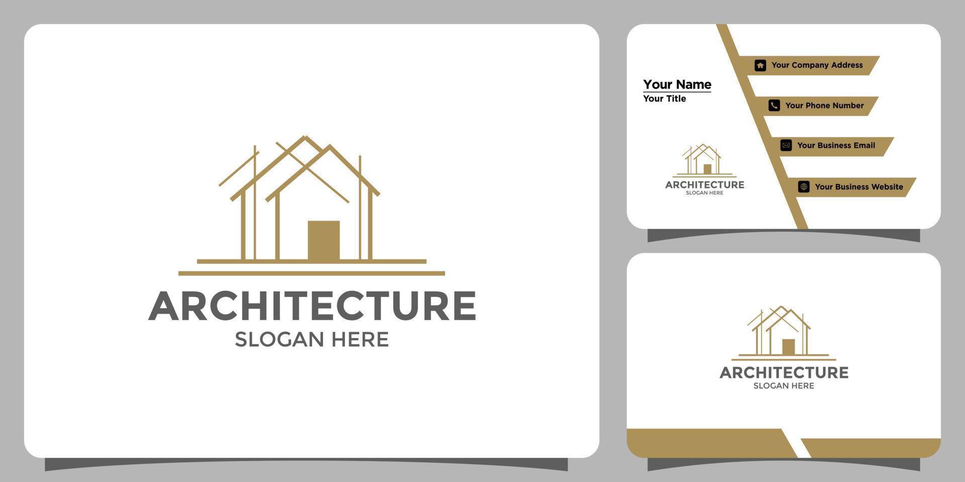 moderne architectuur logo-ontwerp en huisstijlkaartsjabloon vector