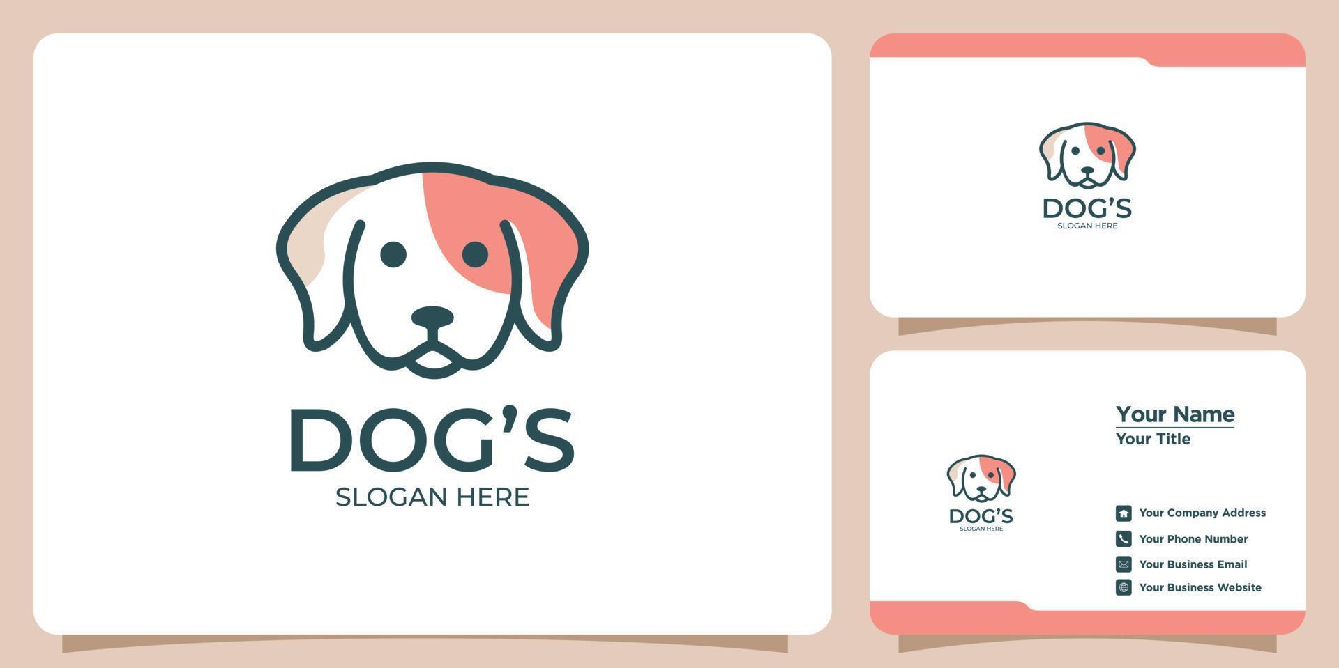 minimalistische hondenlogoset met modern logo-ontwerp en visitekaartje vector