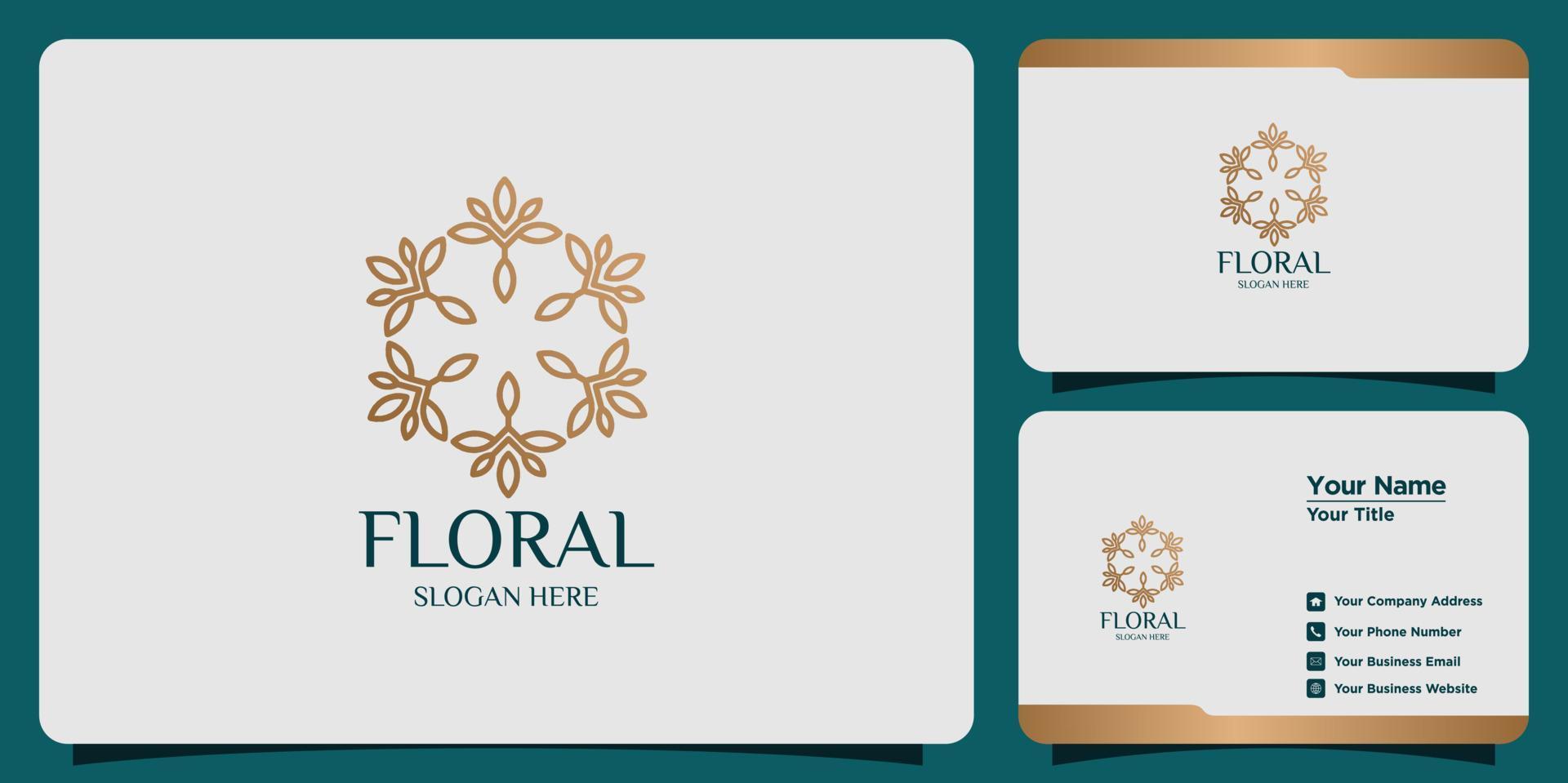 elegante bloemenlogo en visitekaartjeset vector