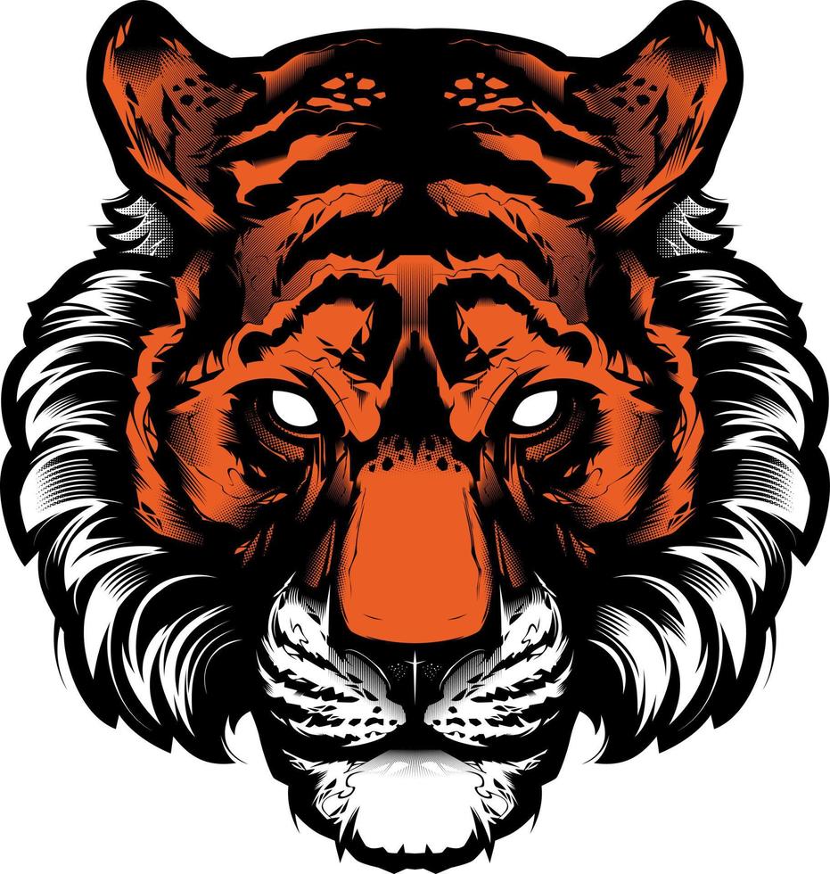 tijger hoofd vectorillustratie geïsoleerd op een witte achtergrond vector