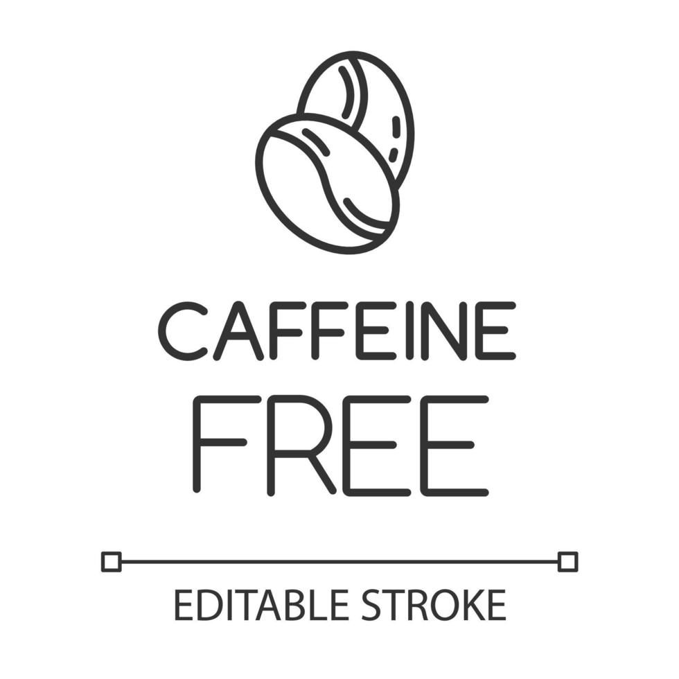 cafeïnevrij lineair pictogram. cafeïnevrije drank. productvrij ingrediënt. angst, slapeloosheid preventie methode. dunne lijn illustratie. contour symbool. vector geïsoleerde overzichtstekening. bewerkbare streek