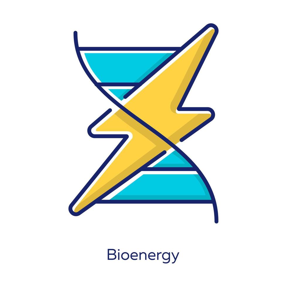 bio-energie gele kleur icoon. biobrandstof. organische stof voor de productie van duurzame energie. lichaamssignalering met behulp van elektrische impulsen. biomassa omzetten in elektriciteit. geïsoleerde vectorillustratie vector