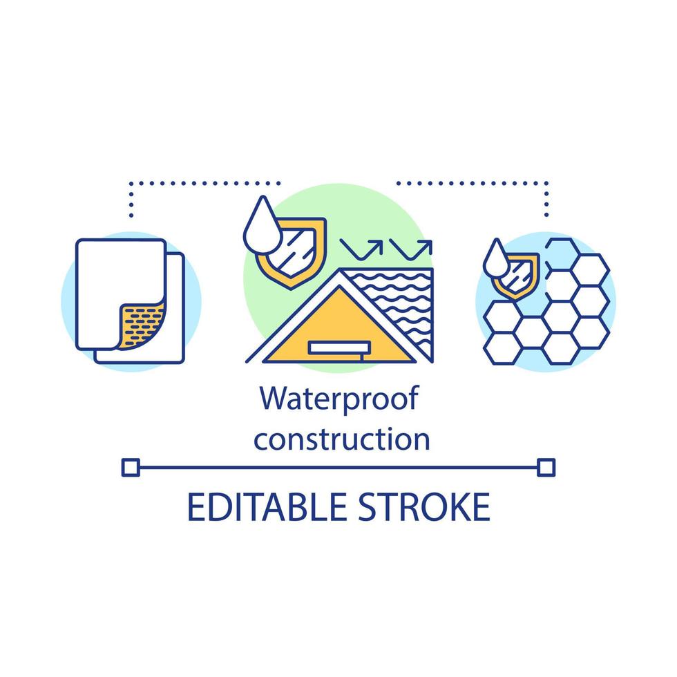 waterdichte constructie coating concept icoon. waterbestendig huis bouwmaterialen idee dunne lijn illustratie. hydrofobe wasstoffen. vector geïsoleerde overzichtstekening. bewerkbare streek