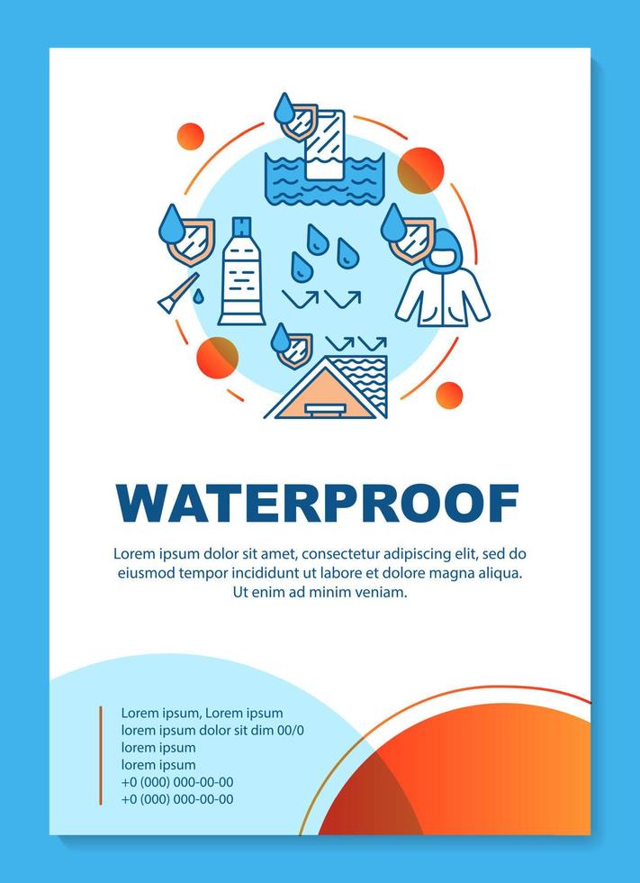 waterdichte bouwmaterialen, coating brochure sjabloon lay-out. flyer, boekje, folder printontwerp met lineaire illustraties. vectorpaginalay-outs voor tijdschriften vector