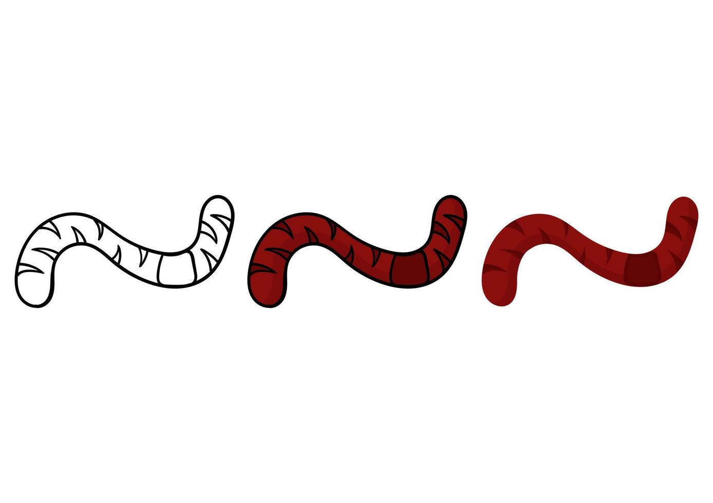 illustratie van een worm in drie verschillende stijlen vector