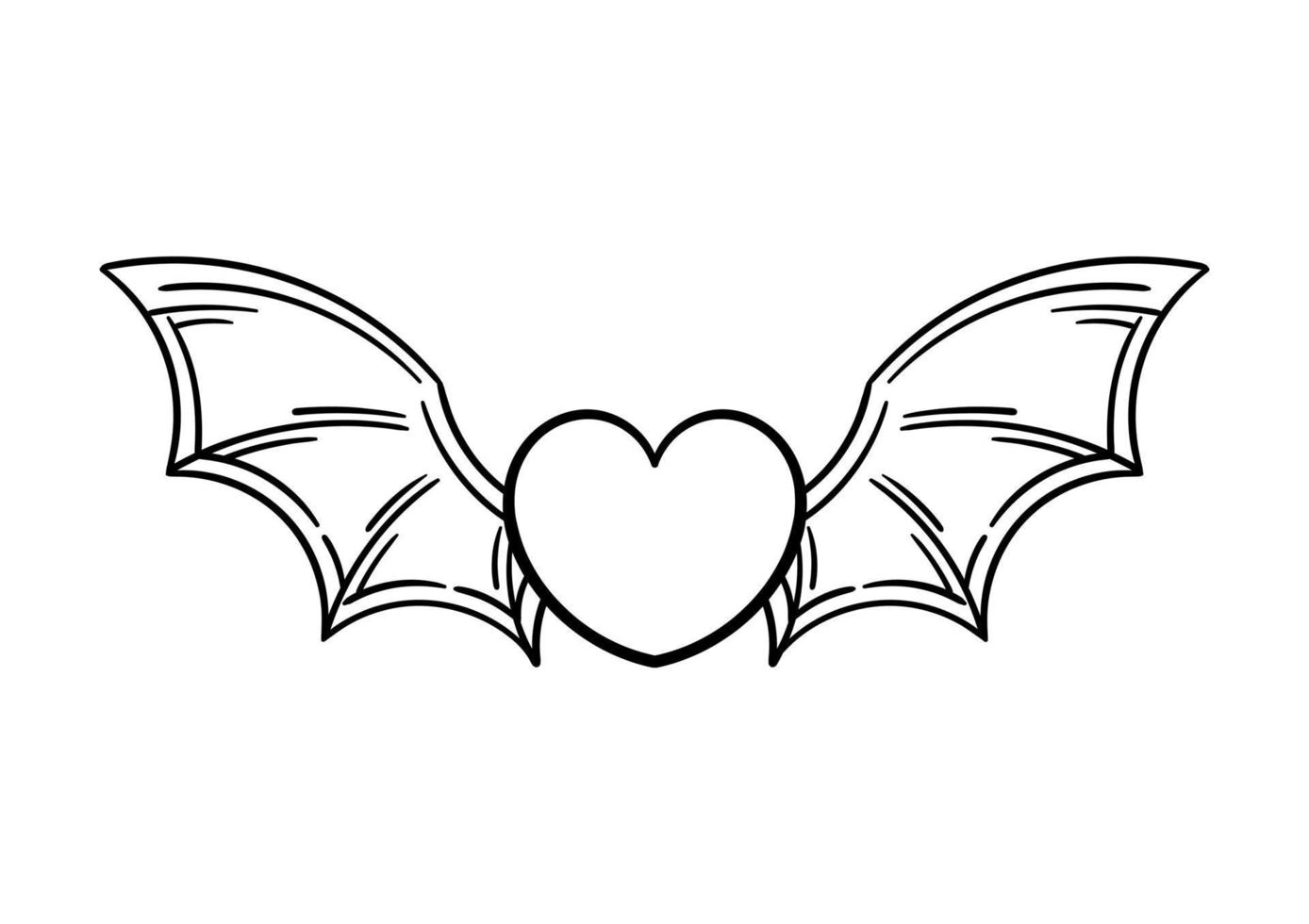handgetekende illustratie van een hart met vleugels vector