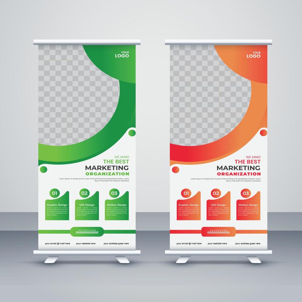 corotate en creatief rollup bannerontwerp vector