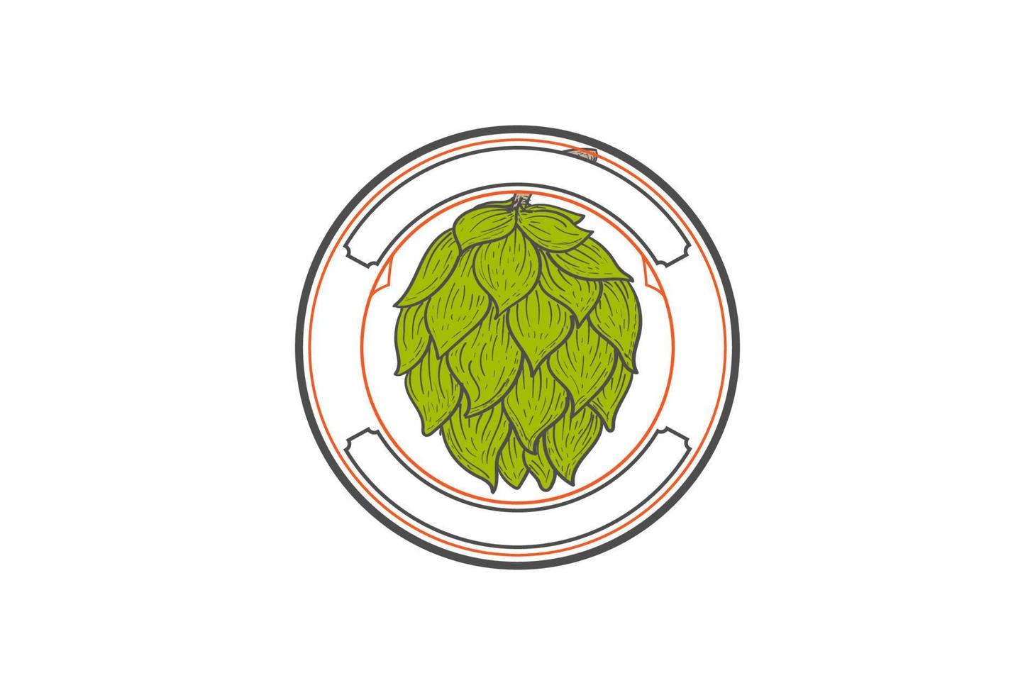 vintage retro cirkel circulaire ronde hop bloem voor ambachtelijk bier brouwen brouwerij badge embleem label logo ontwerp vector