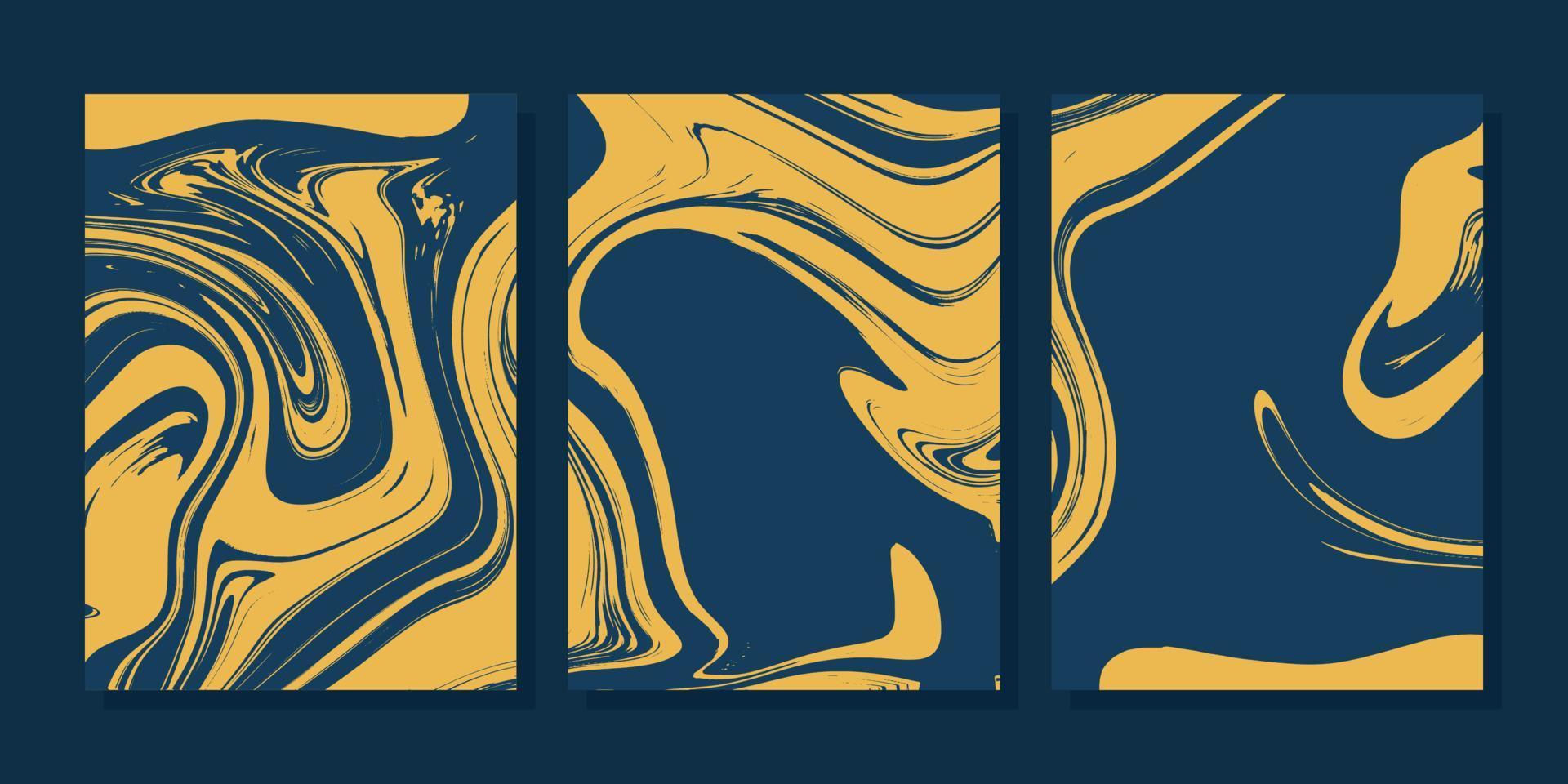 mooie abstracte vloeibare marmeren posterset voor wanddecoratie vector