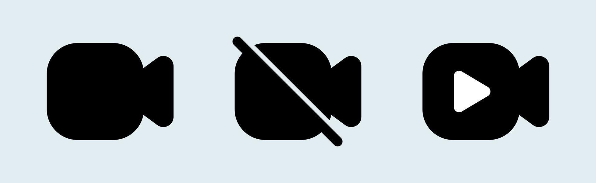 video camera vector icon set in zwarte kleuren. film symbool illustratie.