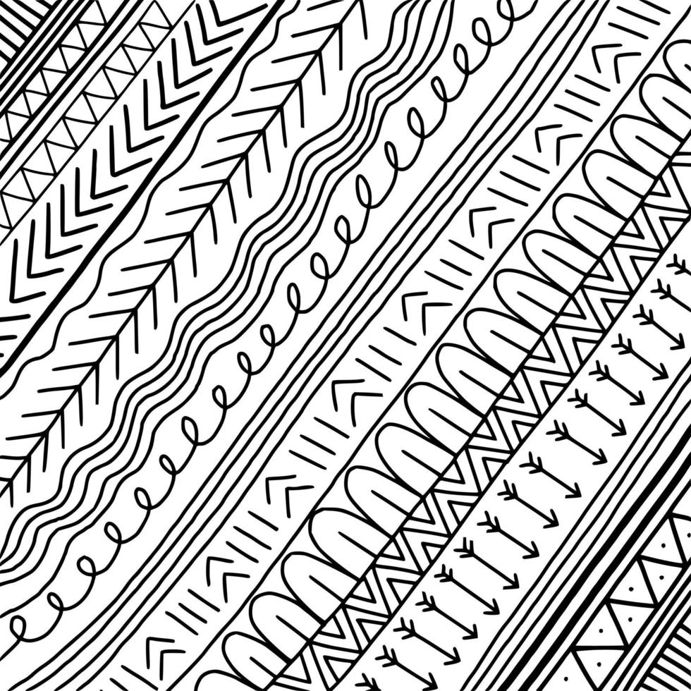 zwart-wit tribal doodle vector