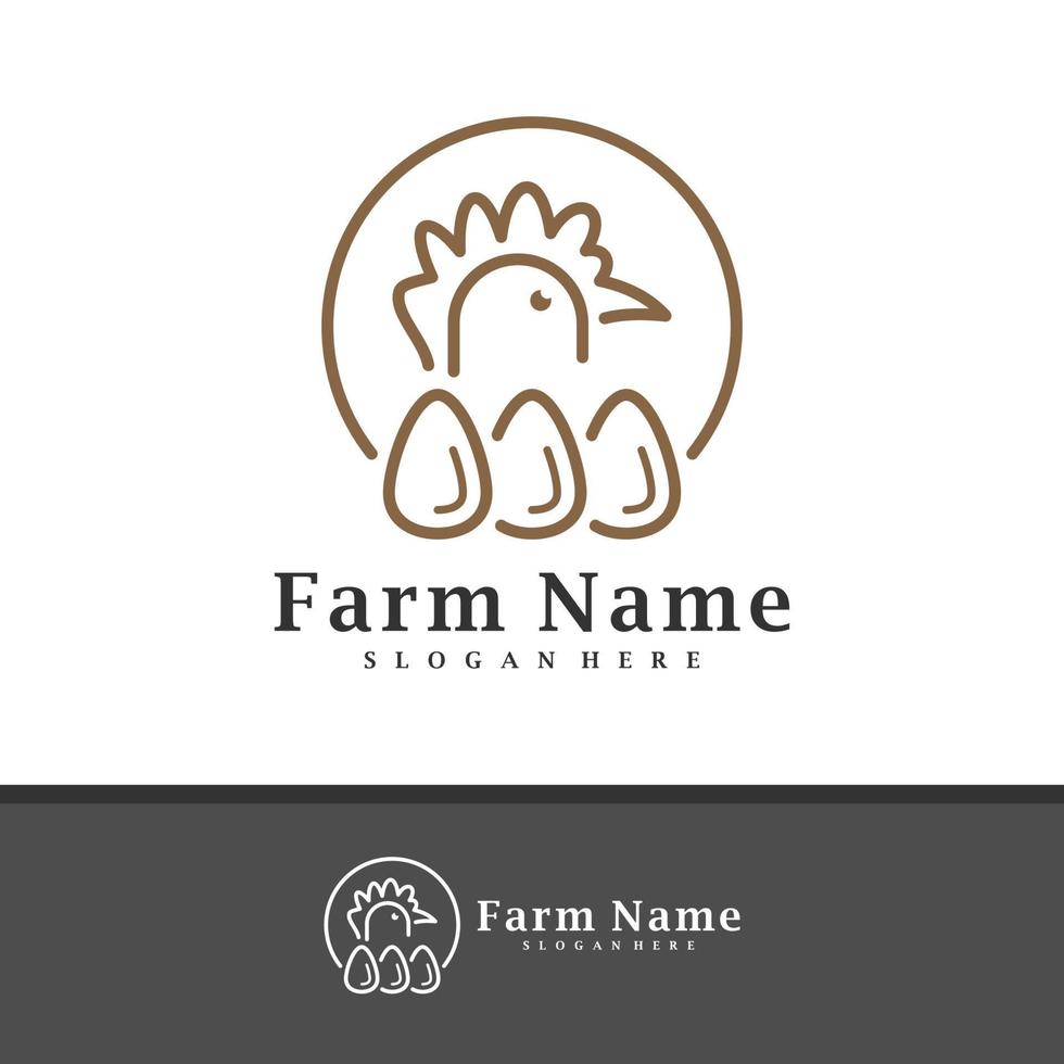 kippenboerderij logo ontwerp vector, creatieve kippenboerderij logo concepten sjabloon illustratie. vector