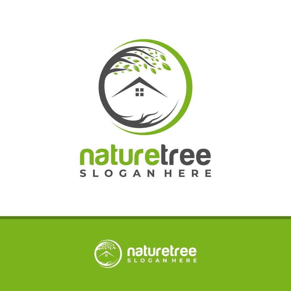 natuur huis logo ontwerp vector, creatieve huis boom logo concepten sjabloon illustratie. vector