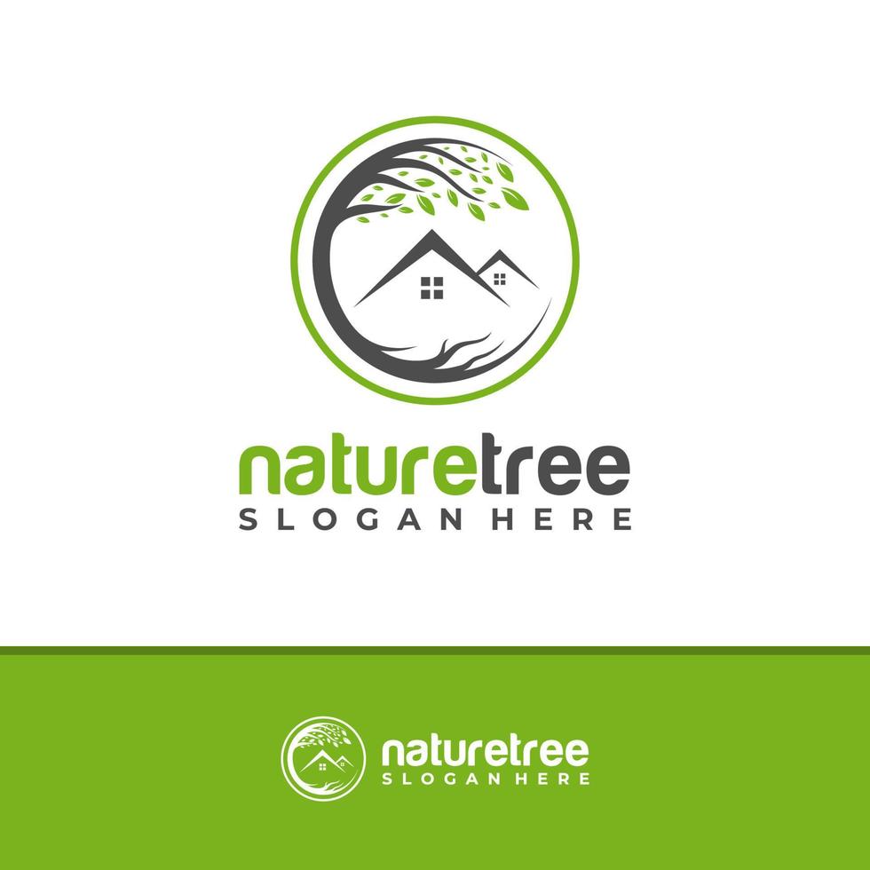 natuur huis logo ontwerp vector, creatieve huis boom logo concepten sjabloon illustratie. vector