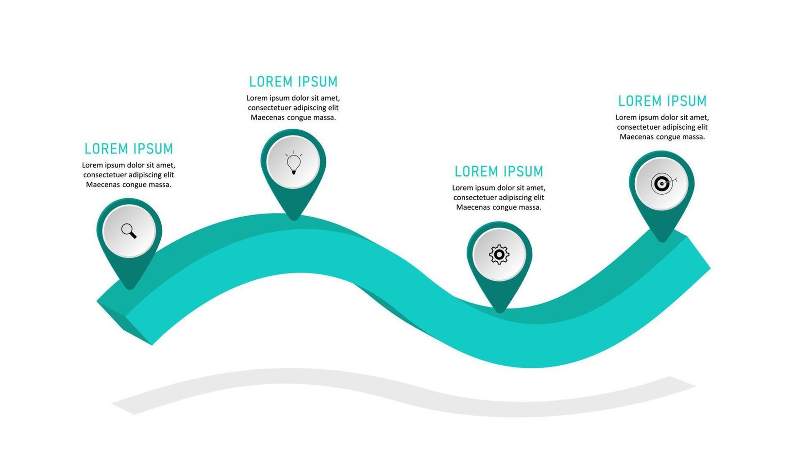 vector infographic labelontwerpsjabloon met pictogrammen en 4 opties of stappen. kan worden gebruikt voor procesdiagram, presentaties, workflowlay-out, banner, stroomschema, infografiek.