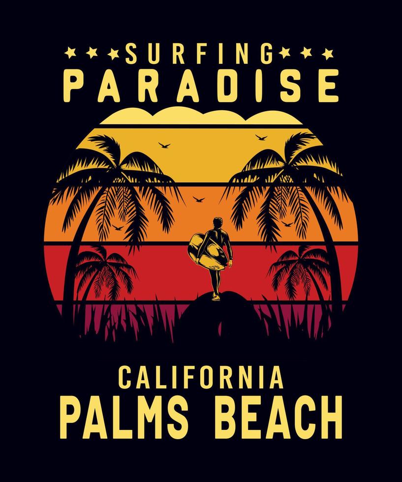 surfparadijs californië palmen strand vector