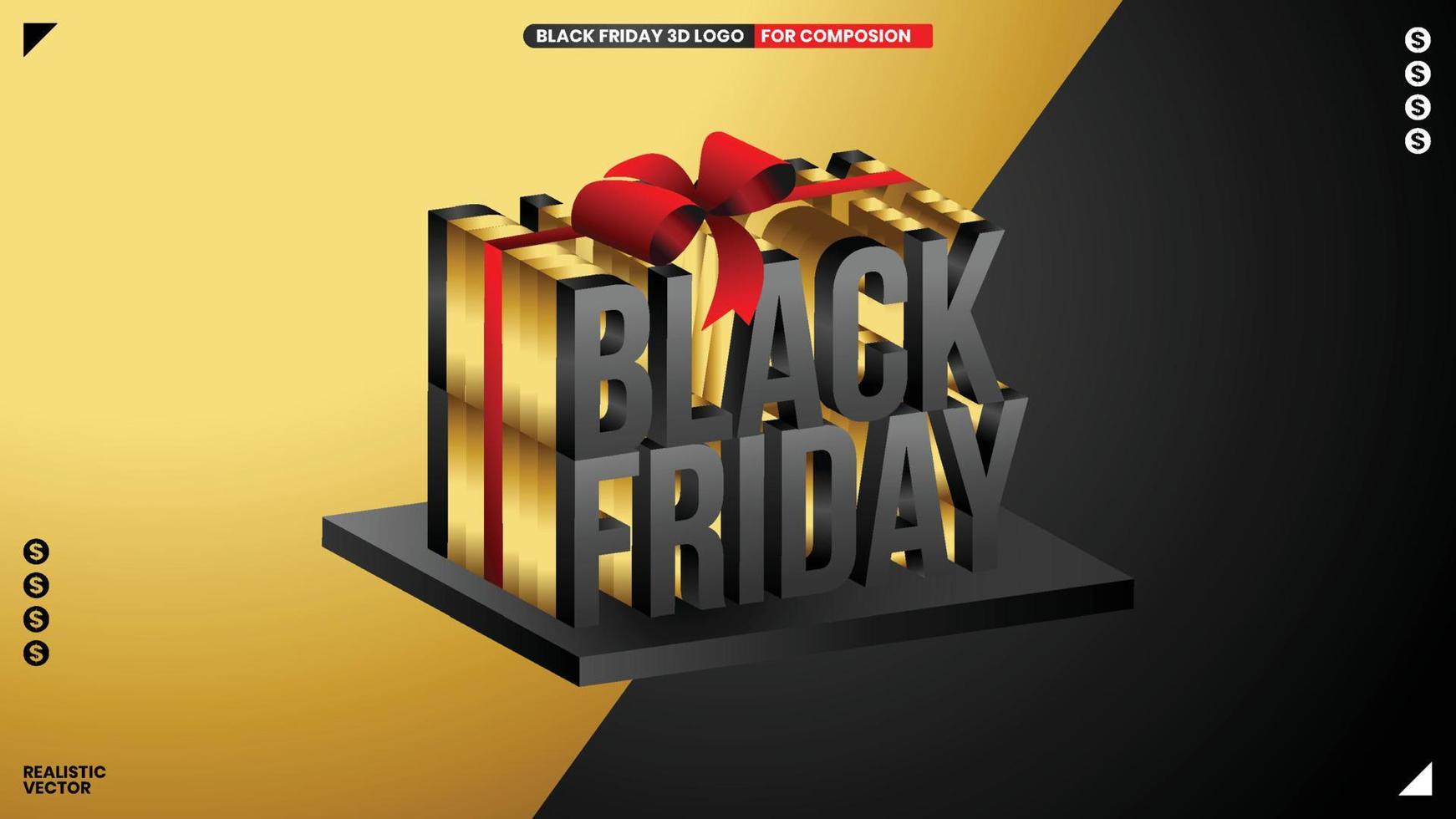 premium black friday 3d-elementbanner voor reclame en promotie vector