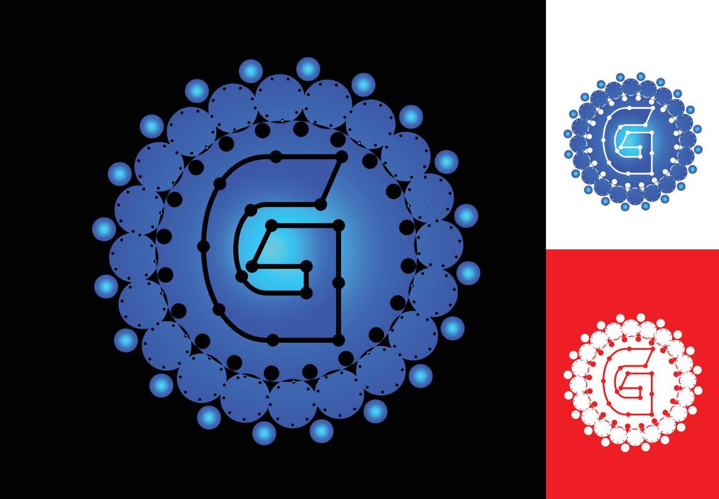 letter g met cirkelstip-logo en pictogramontwerpsjabloon vector