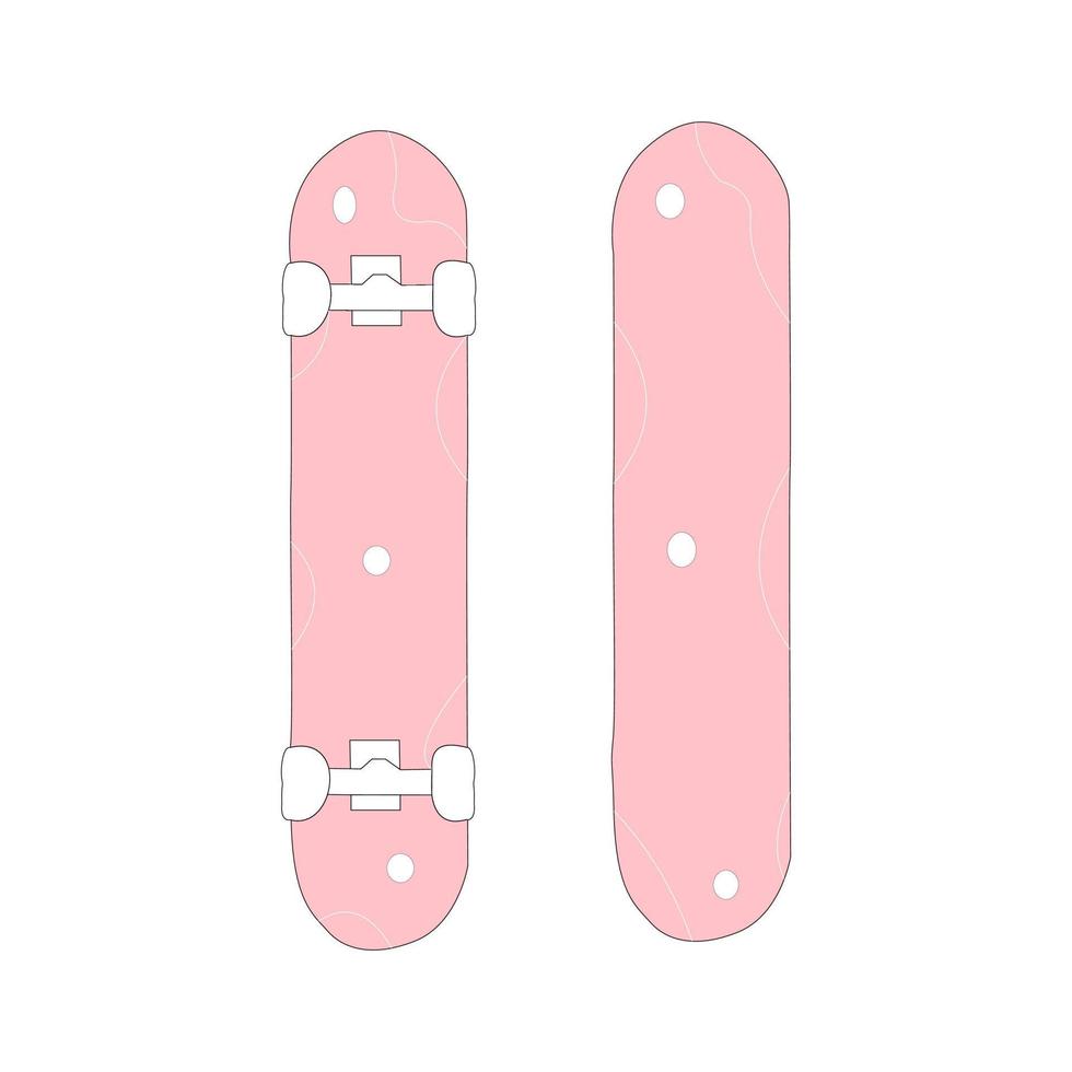 vector grafische illustratie van schattig roze skateboardontwerp met witte lijnen