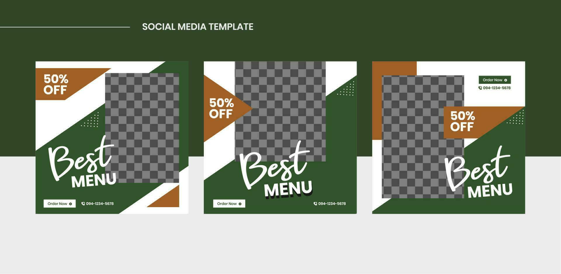 culinaire vierkante social media postsjablonen, geschikt voor restaurant vector