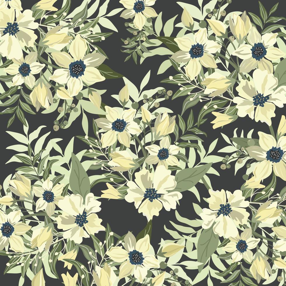gele bloesem met groen blad naadloos patroon vector
