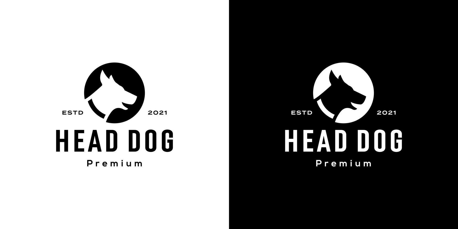 hoofd hond cirkel logo vector negatieve ruimte