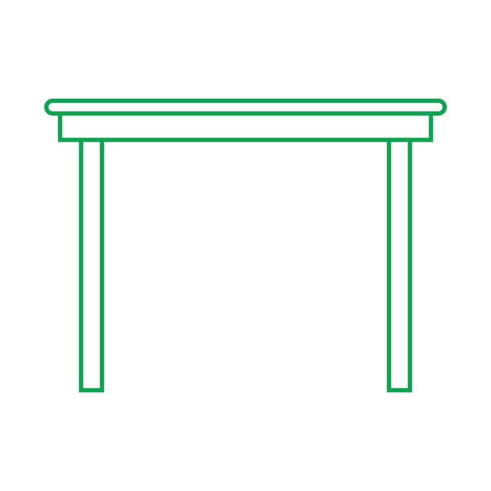 eps10 groen vector houten tafel of bureau lijn pictogram in eenvoudige platte trendy stijl geïsoleerd op een witte achtergrond