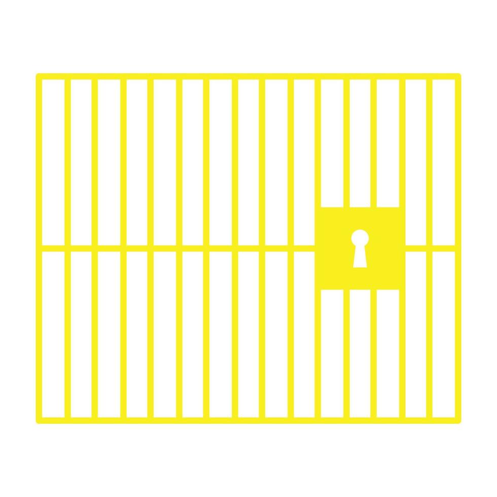 eps10 geel vectorgevangenis of gevangenispictogram met gesloten deur en verticale bars in eenvoudige vlakke trendy stijl die op witte achtergrond wordt geïsoleerd vector