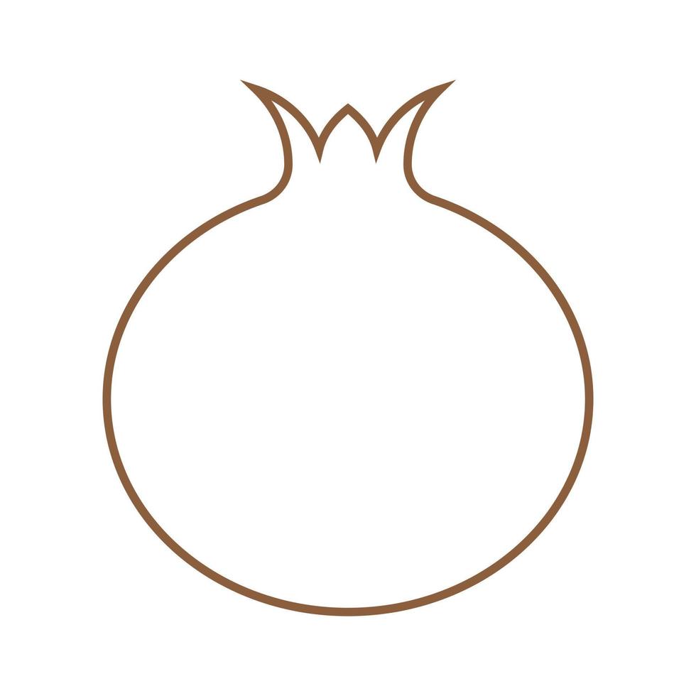 eps10 bruin vector granaatappel fruit lijn pictogram in eenvoudige platte trendy moderne stijl geïsoleerd op een witte achtergrond