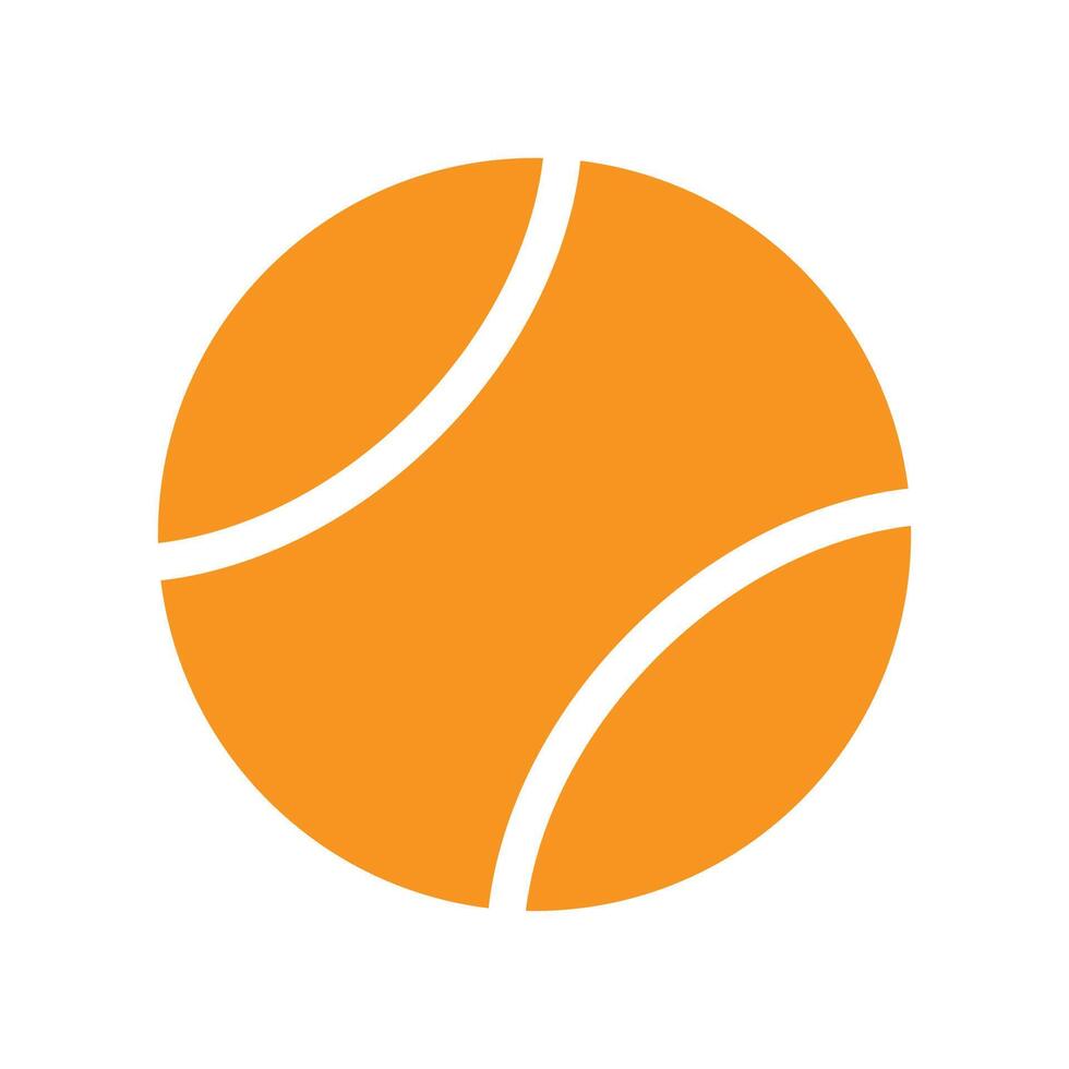 eps10 oranje vector tennisbal pictogram in eenvoudige platte trendy stijl geïsoleerd op een witte achtergrond