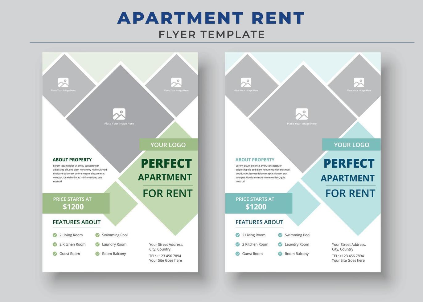 perfecte appartement te huur poster, appartement huur flyer sjabloon, huis te huur flyer, onroerend goed flyer vector