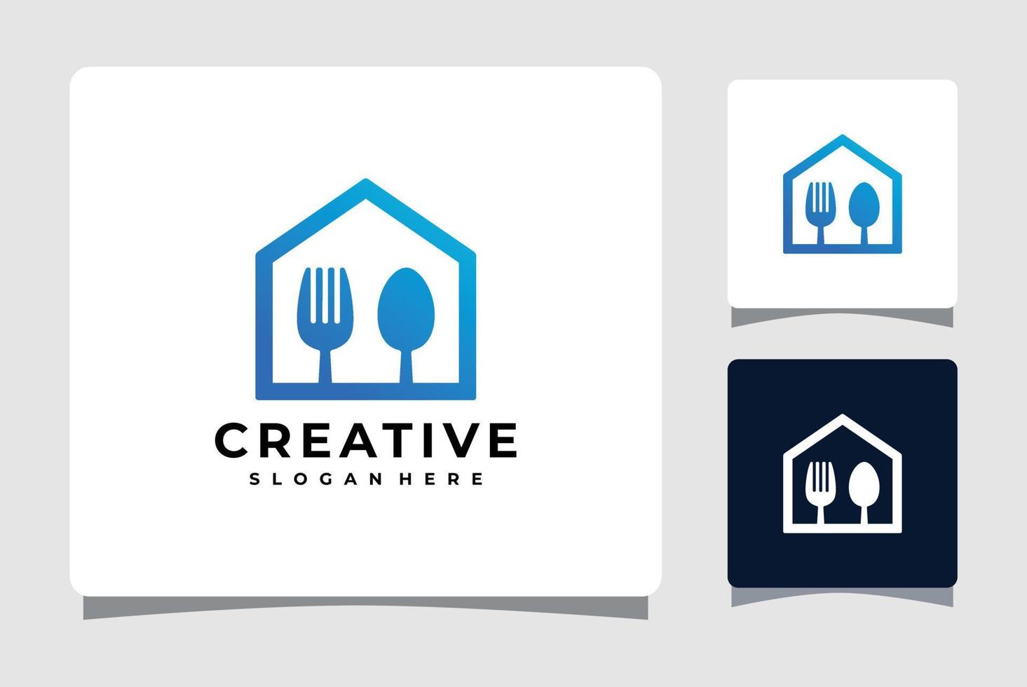 lepel en vork huis logo sjabloonontwerp inspiratie vector