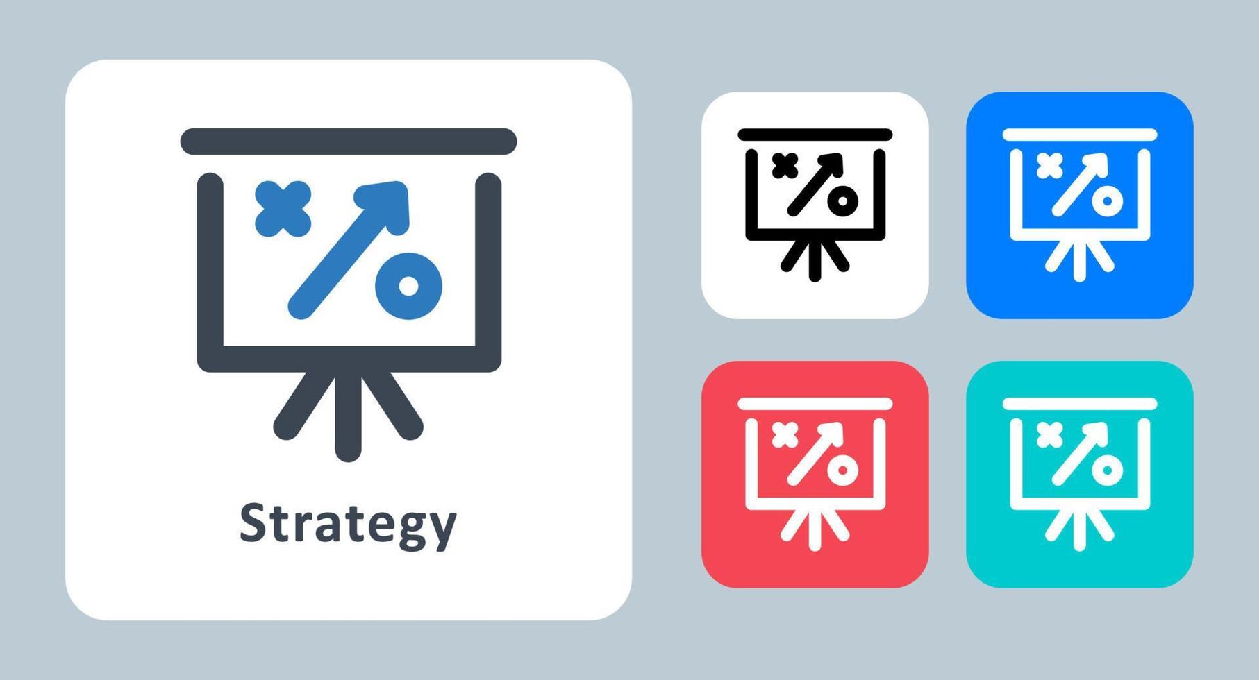 strategie icon - vectorillustratie. presentatie, plan, planning, strategie, tactiek, training, schoolbord, lijn, omtrek, plat, pictogrammen. vector