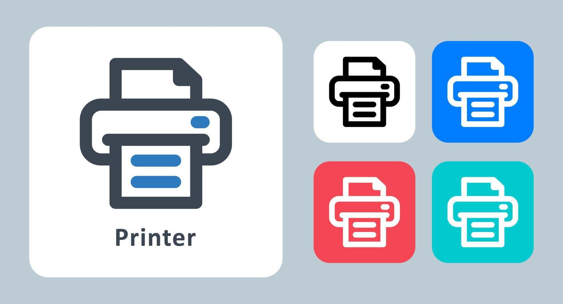 printerpictogram - vectorillustratie. printer, afdrukken, afdrukken, kantoor, document, fax, papier, lijn, omtrek, plat, pictogrammen. vector