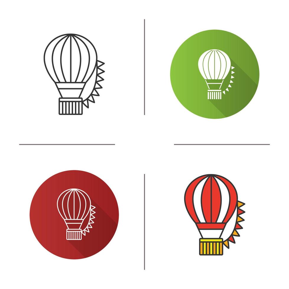 heteluchtballon festival icoon. aerostaat. plat ontwerp, lineaire en kleurstijlen. geïsoleerde vectorillustraties vector
